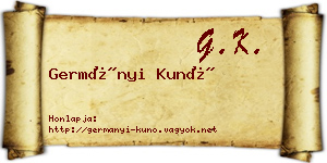 Germányi Kunó névjegykártya